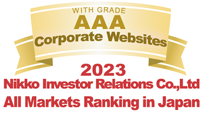 WITH GRADE AAA Corporate Websites 2023 Nikko Investor Relations Co.,Ltd. Ranking in all listed companies in Japan